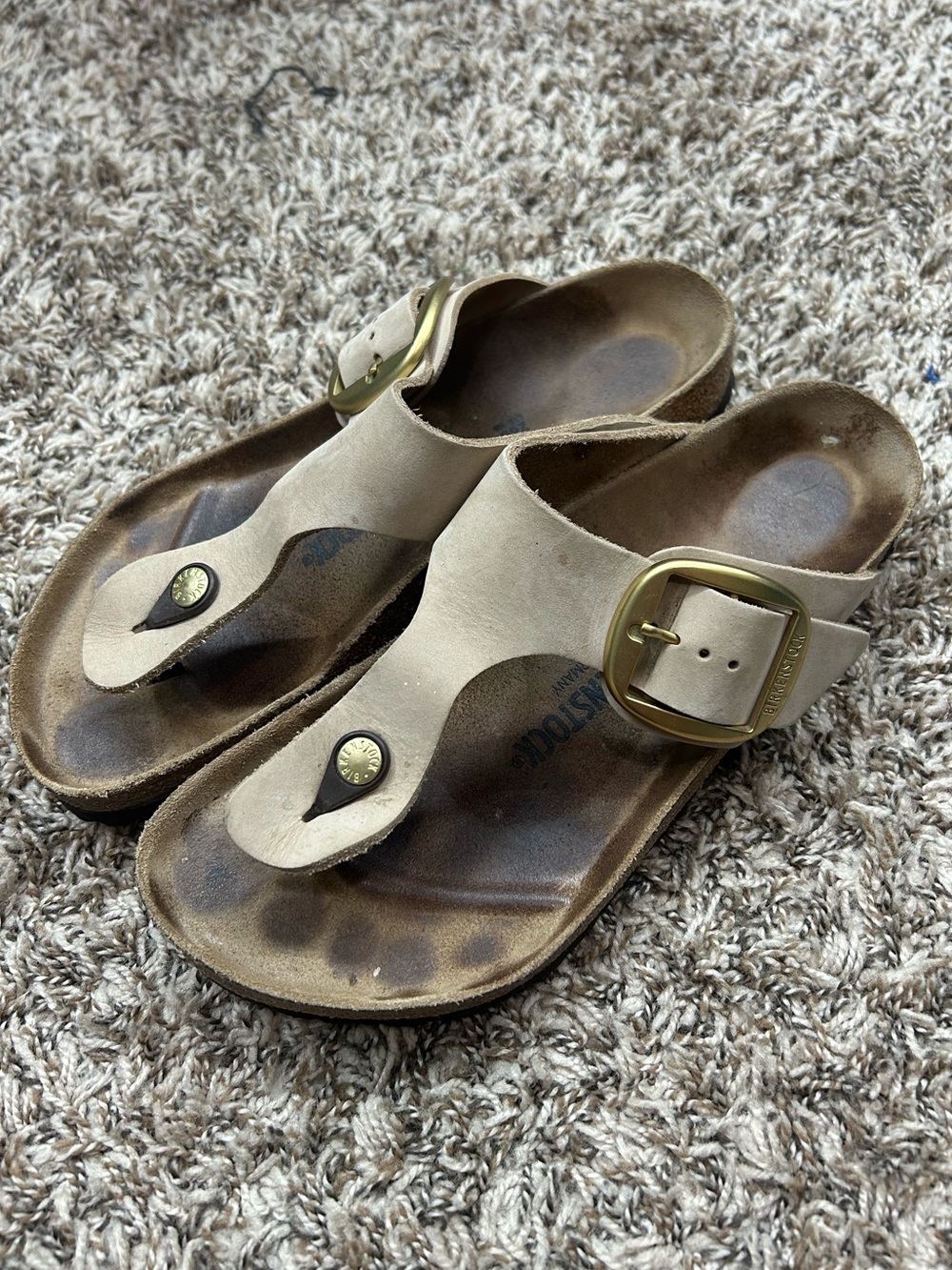 Birkenstock Gizeh Big Buckle Nubuck Leather Sandcastle Sz 41 US 10